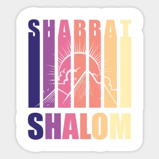 Shabbat Shalom Vintage Sunset on White Sticker